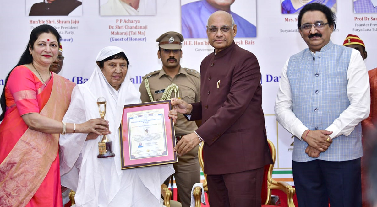 Pujya Tai Ma awarded Suryadatta Stree Shakti Rashtriya Puraskar